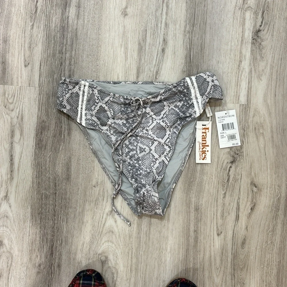 Frankie's Bikinis high waisted python bottoms  size large snake skin NWT